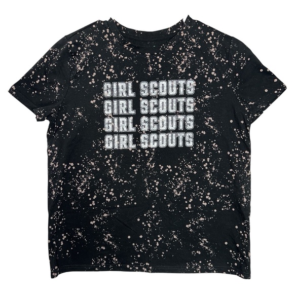 Girl Scouts Official Tee Black Beige Splatter Retro Graphic T-Shirt Adult Medium - Picture 1 of 6